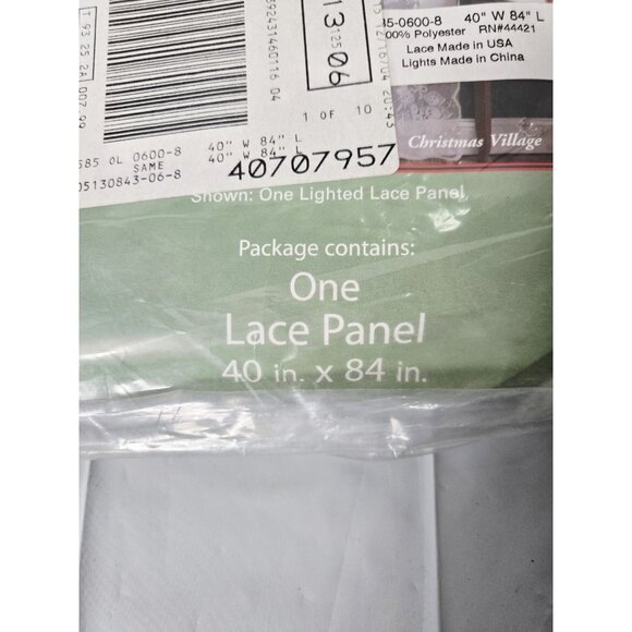 NEW Quaker Lace 1 Lighted Curtain Panel 40”x84” White Christmas Village - Picture 3 of 4